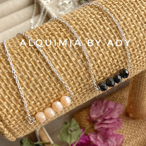 Alquimia Jewelry - Alquimia sterling silver and crystal balance bar delicate dainty necklace
